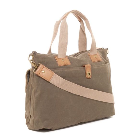 ANDREW MARC Fairfield Canvas & Leather Brief Messenger Bag - Picture 2 of 11